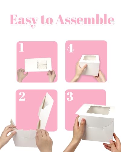Bakepacker 36pcs 6"x6"x5" White Bakery Boxes with Cake Boards - color: White, size: 18Sets,6"x6"x5"
