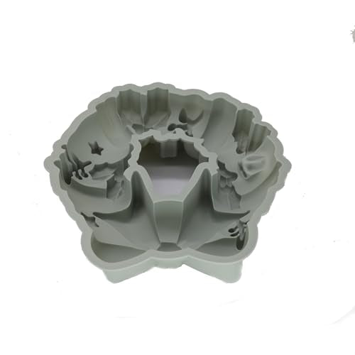 X-Haibei Round Holiday Wreath Jello Puding Cake Pan Silicone Shallow Mold 9-inch