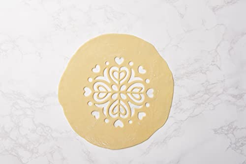 Talisman Designs Pie Top Cutter | Pie Crust Cutter | Pie Decorating Tools | Pie Pastry Baking Accessories | Stencil Crust Cutout | 10-Inch | Hearts Design | Red - style: Pie Top Cutter - Hearts