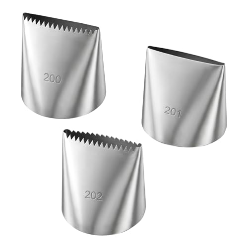 3 Pcs Frosting Piping Tips, Piping Tips for Cake Decorating, Stainless Steel Icing Pipings Nozzles, Cake Icing Nozzles Tip for Cupcakes, Cakes, Cookie and Decorating
