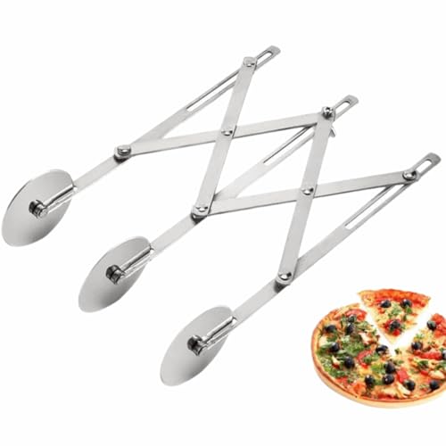 Adjustable 3-Wheel Stainless Steel Pastry Cutter - Expandable Pizza Roller for Uniform Slicing,Professional Baking Tool for Cookies, Dough & Pies‌