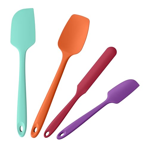 Doosu 600°F Heat Resistant Silicone Spatula Scrapers (Set of 4, Multi-4) - color: Multicolor 7, size: Set of 4