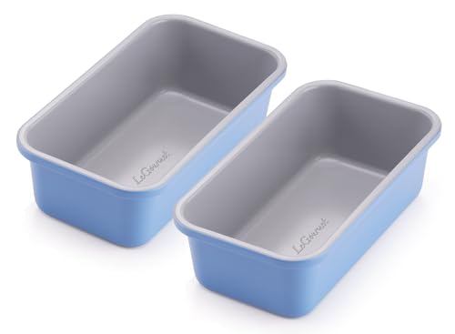 LeGourmet Nonstick Bread Loaf Pan 9 X 5 Inch, Ceramic Coating, Non-Toxic, Rust Resistant Aluminized Steel, Perfect 1 lb Baking Dish for Meatloaf, Pound Cake & Brownie (Cyan 2pcs) - color: Cyan 2pcs