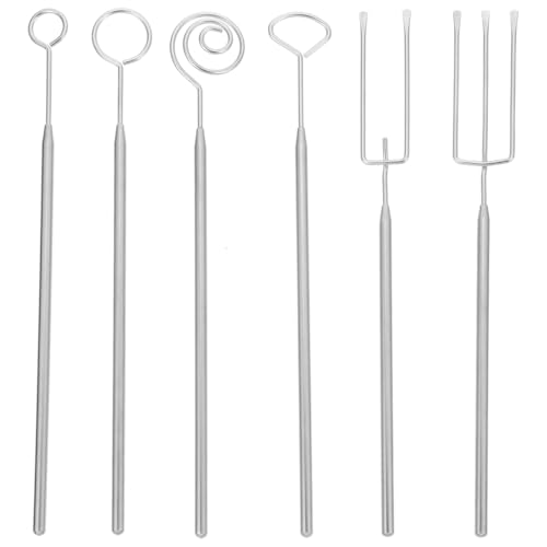 Amosfun Chocolate Dipping Fork Set 6-piece Stainless Steel Dipping Forks for Candy Making Fondue Truffle Chocolate Drizzle Baking Supplies Home Kitchen Accessory