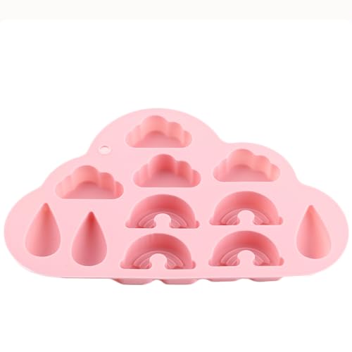 11 Cavity Rainbow Cloud Raindrop Silicone Candy Molds - color: Style D