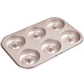 Donut Pan Cake Mold, 6-Cavity Non-Stick Ring Doughnut Bakeware for Oven Baking (Champagne Gold) - size: 6 Cavity Round