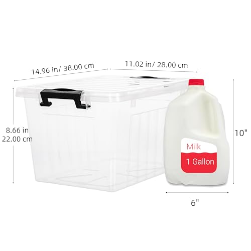 Citylife 22 Qt Plastic Storage Bins with Latching Lids 4 Packs - color: Clear White, size: 22 QT-4 Packs