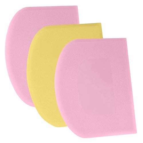 SURDOCA Dough Scraper Bench Scraper - 3P 5.9x4.3" Plastic Flexible Bowl Scraper, Sharp Edge & Angles Cake Scraper. Non-Slip Bakeware Decorating Tools Sculpting & Modeling Tools - Pink+Yellow+Pink - color: Pink+Yellow+Pink, size: 15x11cm/5.9x4.3''