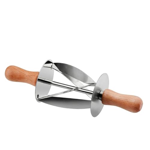 Stainless Steel Croissant Cutter Roller with Ergonomic Wooden Handle, Professional Croissant Rolling Knife & Dough Cutter Wheel, Modern Pastry Croissant Maker for Home Baking, 7.6 x 2.3 Inches