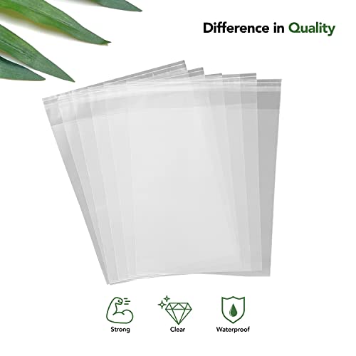 Seal Fresh 9 x 12 Inch Cellophane Bags 200 Pack — Clear Self-Sealing Resealable Large Bags for Gift Packaging, Apparel, Crafts, Party Favors, Document Storage - size: 9" x 12"
