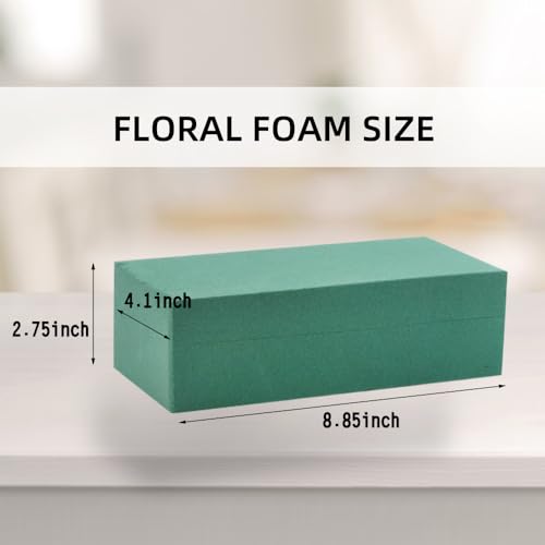 6Pcs Floral Foam Blocks Each (8.85”L x 4.1”Wx 2.75”H) Green Wet & Dry Flower Foam for Fresh & Artificial Flower Arrangements, DIY Crafts, Arts, Weddings, Birthdays and Garden Decorations