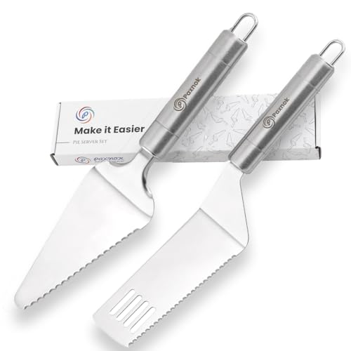 Pie Server Spatula and Cake Cutter Slicer, Stainless Steel Set - Kitchen Essentials for Cutting & Serving Desserts, Brownies, Lasagna (Silver, 10 inches) - color: Silver, size: 10 inches