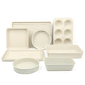 Martha Stewart Gallen 10 Piece Baking Pans Ceramic PFA Free Non Toxic Non Stick Bakeware Set - Linen White - color: Linen White