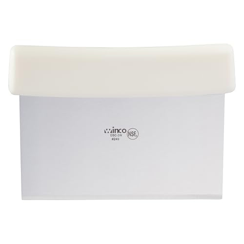 Winco 6" x 3" White Plastic Dough Scraper, Blade, Handle