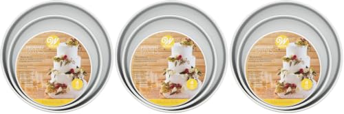 Wilton Aluminum Bakeware Round Tiered Cake Pan Set - Made from Natural Anodized Aluminum - Durable Cake Pans with Even Heat Distribution - Reduces Over-Baking - 6, 8, 10 & 12 Inch, 4 Count (Pack of 3) - size: 4-Piece Set (Small and Medium, Pack of 3)