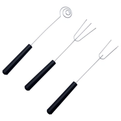3 PCS Dipping Tool Stainless Steel Chocolate Drizzler Tool for Candy and Chocolate Cake Making (Black Plastic Handle) - size: SP-3