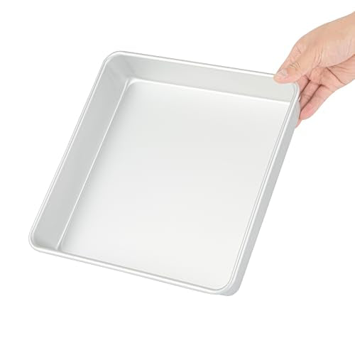Restaurantware Square Aluminum Cake Pan - 10 x 10 x 2 Inch - Professional Brownie Pan - Straight-Sided Baking Pan - Even Heat Distribution - Silver - size: 10"