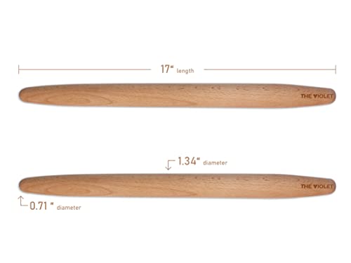 THE VIOLET Wooden French Rolling Pins for Baking, Fondant, Pasta, Dough, Pastry, Pizza, Cookies, Wood Rolling Pin, 17" Tapered Design - Essential Kitchen Tools (French 17 Inch) - size: French 17 Inch