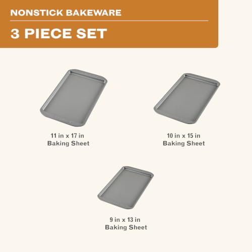 Farberware Nonstick Bakeware 3-Piece Cookie Pan Set for Baking, Gray - size: 3-Piece Set