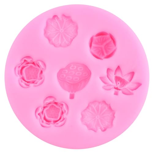 ZiXiang Lotus Flower Silicone Molds Lotus Leaf Fondant Mold Lily Pad Silicone Molds For Cake Decorating Cupcake Topper Chocolate Candy Polymer Clay Gum Paste Set Of 4 - color: Style A