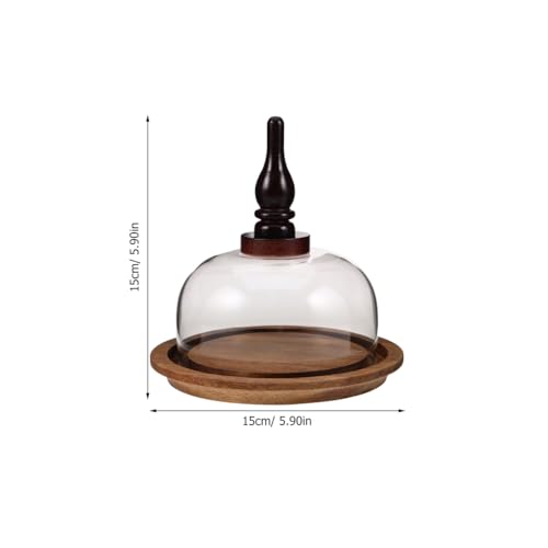Cake Stand with Dome Lid 5.90In Covered Dessert Platter Rustic Wood Tray for Bakery Display Butter Cheese Pastry Serving Home Gatherings