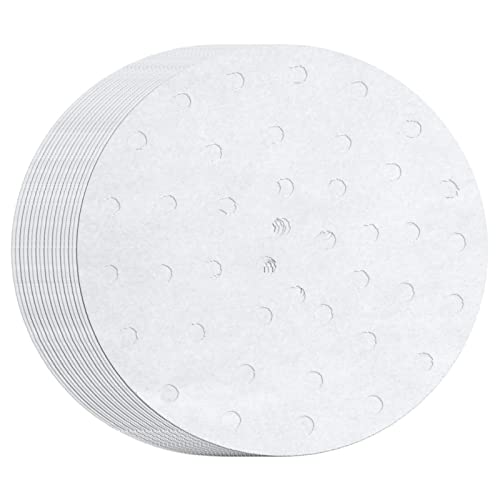 100 Count Perforated Parchment Paper Bamboo Steamer Liners for 12 inch Air Fryer Parchment Paper - size: 12 inch perforated parchment