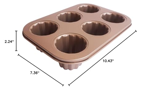 6-Cavity Nonstick Canele Molds, Mini Canelle Baking Pan - style: 03-Canele 6cups Gold