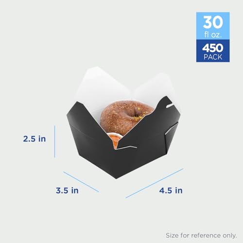 Karat Paper to Go Boxes [30 oz - 450 ct] Leak-Resistant, Microwavable, Heavy-Duty Take Out Boxes | Grease Resistant & Stackable, Black - color: Black, size: 30