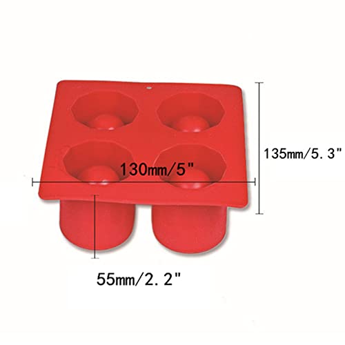 4 Pcs 4-Cavity Ice Cubist Ice Shot Glass Molds,Red