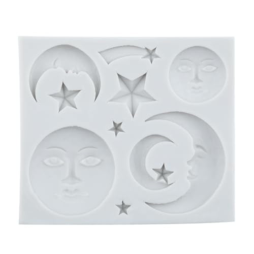 Sun Moon Face Silicone Molds Sun and Moon Face Star Fondant Mold - color: Style E