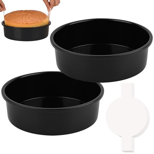 HUAKENER 10 Inch Cake Pan,2Pcs Round Cake Pan with Parchment Paper - size: 10 Inch without Handles