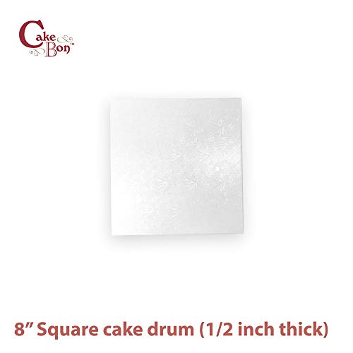 Cakebon Cake Boards 8" White Square Cake Drums 1/2" Wrapped Edge 1Pack - color: White, size: 8 Inch