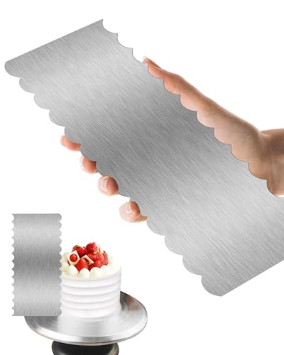 8.6 Inch Metal Cake Scraper Smoother, Jagged Edge Frosting Combs for Cream - size: Cake Comb-2