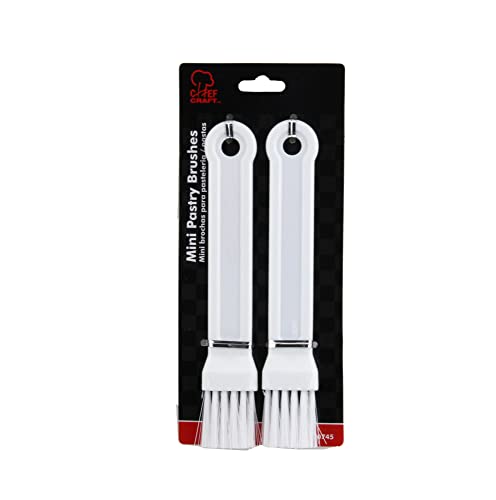 Chef Craft Select Plastic Mini Pastry Brush, 7 inches in length 1 inch width 2 piece set, White - size: 7 inches in length 1 inch width 2 piece set