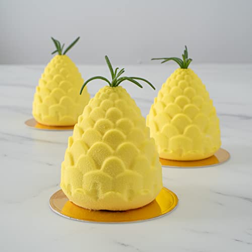 Pastry Tek 8 Cavities Pineapple Mold, 1 Oven-Ready Pineapple Jello Mold - Flexible, Freezable, White Silicone Tropical Fondant Mold, Easy Release, For Baking - Restaurantware - size: 1 Count, style: Pineapple