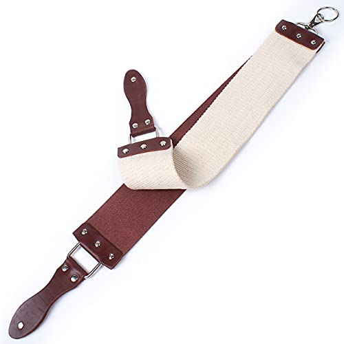 Razor Strop - Barber's Latigo Leather Straight Razor Strop. Dual Strap that will be a Great Addition for Any Straight Razor. PREMIUM LEATHER Strop for Sharpening. (Brown Personalized) - color: Brown Personalized