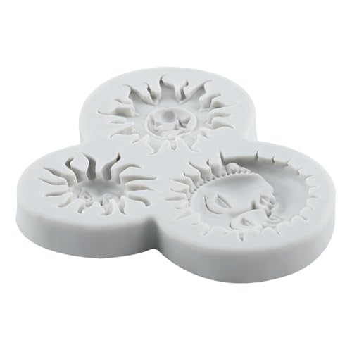 Sun Moon Face Fondant Mold Sun Face Silicone Chocolate Candy Mold - color: Style C