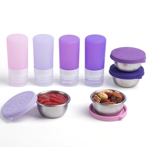 MICEBAY 8-Pack Salad Dressing Container, Leakproof Squeeze Bottles - color: Purple
