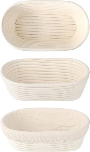 "Saint Germain Bakery Premium Round Bread Banneton Basket with Liner - Perfect Brotform Proofing Basket for Making Beautiful Bread (10"" Oval (2x count))"