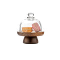 Acacia Wood Mini Round Cake Stand, 4.13 x 4.13 x 4.80 in, 1-Piece in Natural Brown with Clear Glass Dome and Pedestal Base, Covered Dessert Display, for Wedding Receptions, Birthdays and Afternoon Tea - color: 4.1 inch of mini glass dessert cups,