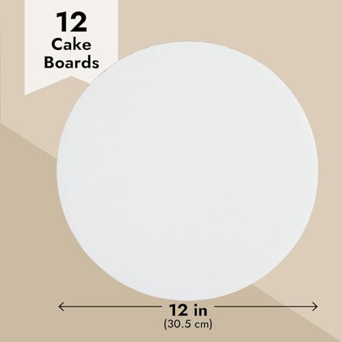 Juvale 12-Pack 12-Inch Round Cake Boards - Sturdy Pizza Cardboard Rounds - Versatile Gingerbread House Base - Disposable Dessert Display - White