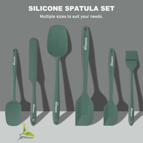 6 Pieces Silicone Spatula Set with Silicone Brush,Mixing-Green - color: Green, size: 6 Piece