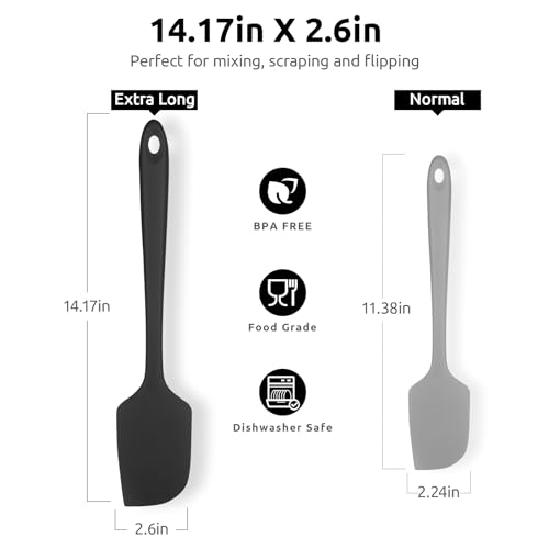 U-Taste 14in Extra Large Silicone Spatula, 600°F Heat Resistant, Black - color: Black, size: 14 in (extra large spatula)