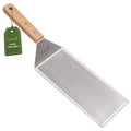 Stainless Steel Metal Griddle 4 x 8 inch Spatula - Spatula Hamburger Turner Scraper - Pancake Flipper - Great for BBQ Grill and Flat Top Griddle - Commercial Grade - color: Wooden handle turner