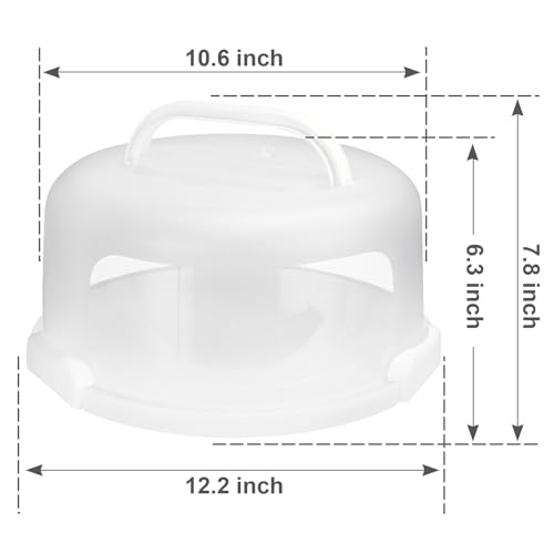 Cake Carrier with Lid and Handle,Fit 10” Cake Stand Cake Holder Container - color: White