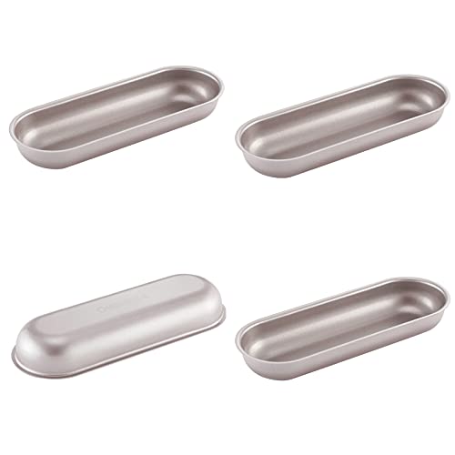 CHEFMADE Mini Loaf Pan Set, 7-Inch 4Pcs Non-Stick Hotdog-Shaped Bread and Cake Bakeware for Kitchen Baking (Champagne Gold) - size: 03 - 7" Hotdog 4Pcs