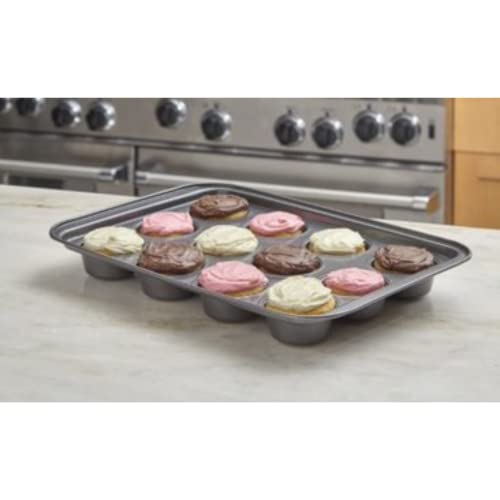 Nifty Solutions Cake Pan & Muffin Pan with Lid, 2 Piece Baking Pans Set - 9 x 13 Cake Pan & 12-Cup Muffin Pan, Non-Stick Pans, Kitchen Bakeware, Dishwasher Safe - style: Baking Pan with Lid