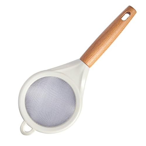 Steel Fine Mesh Food Strainer 10cm - Wooden Handle Flour Sieve for Sugar Flour Quinoa Corn Starch Juices Soy Milk, Kitchen Baking and Cooking
