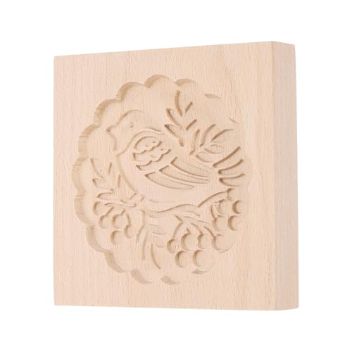 uxcell Cookie Stamp Wooden Cookie Cutter Rounded Flowers and Birds