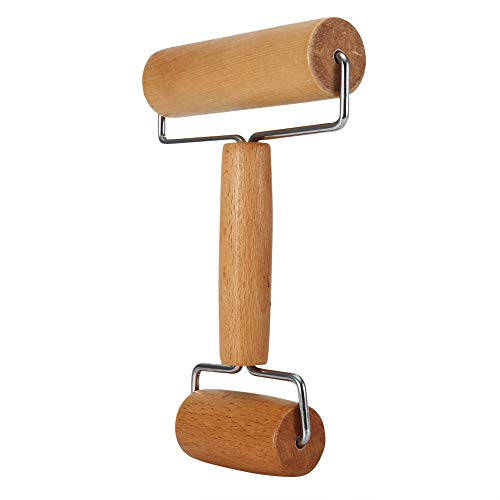 Pizza Roller, Wooden Rolling Pin Double Sided Pastry Wheel Cutter Kitchen Utensils Baking Tool (1)